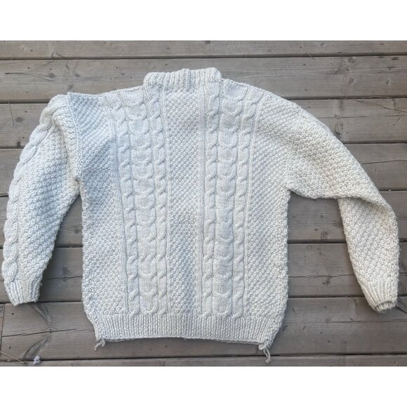 Nuevo Americana Women's Size L Wool Hand Knit Sweater Cardigan Ivory - Picture 7 of 10